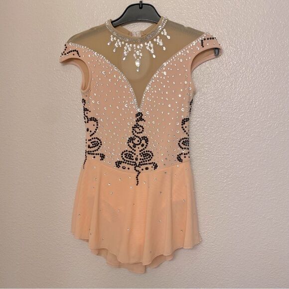 Custom solo dance ice skating lyrical ballet costume pink rhinestoned dress LC - Picture 3 of 11